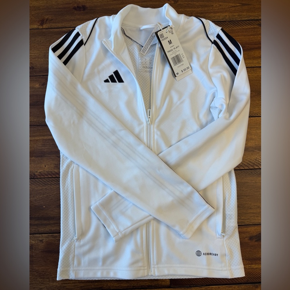 Kids Adidas White Zip-Up Jacket